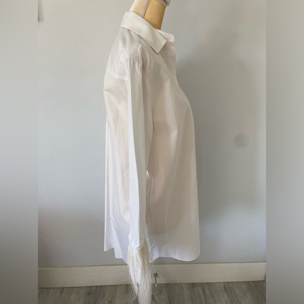 Valentino White Cotton Feather Cuffs Shirt, Italian size 38 - Picture 2 of 9